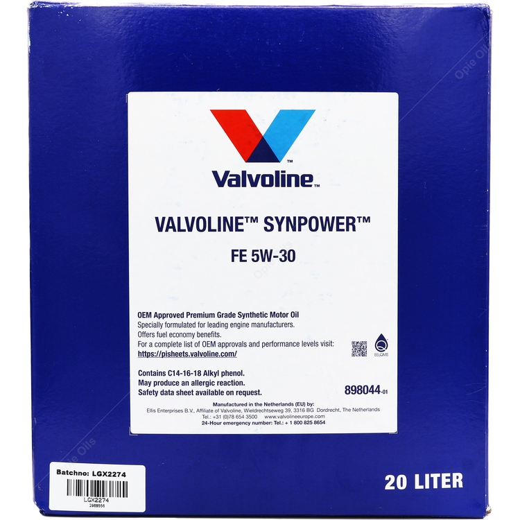 Valvoline SynPower FE 5w-30 - 20 Litre Lube Cube