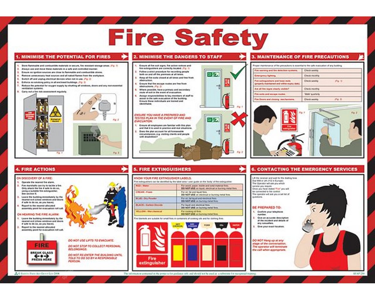 Fire Safety Poster - 59cm x 42cm - Free Shipping - Safety First Aid A616T