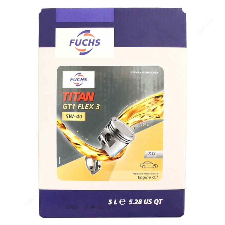 Fuchs Titan GT1 Flex 3 5W-40 Synthetic Engine Oil - 5 Litres Lube Cube