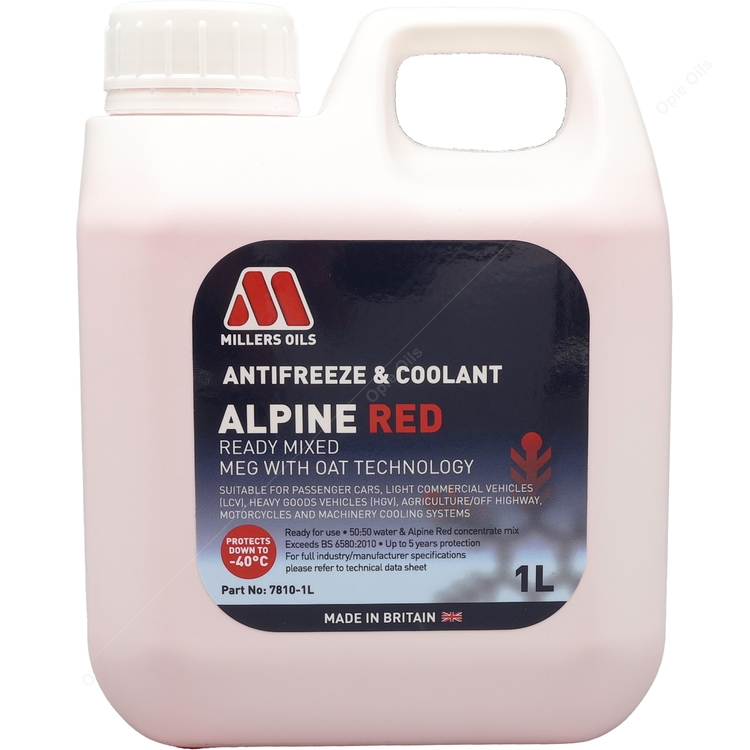 Millers Oils Alpine Red Ready Mixed Antifreeze & Coolant
