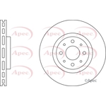 Apec Red Vented Brake Disc (DSK3878) Fits: Fiat Front Axle