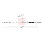 Apec Red Parking Brake Cable (CAB1990) Fits: Ford