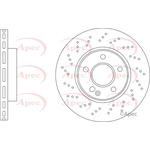 Apec Red Vented Brake Disc - Drilled (DSK3209) Fits: Mercedes