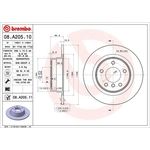 Brembo Prime Line UV Coated Solid Brake Disc (08.A205.11) Fits: BMW
