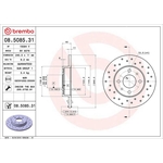 Brembo Prime Line UV Coated Solid Brake Disc - Drilled (08.5085.31) Fits: Abarth