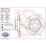 Brembo Prime Line UV Coated Vented Brake Disc - Drilled & Slotted (09.C315.21) Fits: BMW