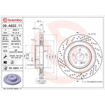 Brembo Prime Line UV Coated Vented Brake Disc - Drilled & Slotted (09.A822.11) Fits: Mercedes