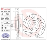 Brembo Prime Line UV Coated Vented Brake Disc - Drilled & Slotted (09.D339.11) Fits: Mercedes