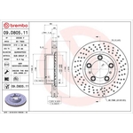 Brembo Prime Line UV Coated Vented Brake Disc - Drilled (09.D805.11) Fits: Porsche