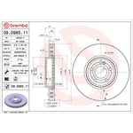 Brembo Prime Line UV Coated Vented Brake Disc (09.D985.11) Fits: Mercedes