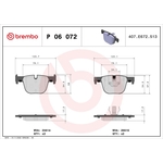 BREMBO Brake Pad Set (2 Wheels on 1 Axle) P 06 072 / P06072