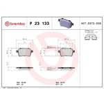 BREMBO Brake Pad Set (P23133) Fits: Alfa Romeo Rear Axle