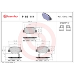 BREMBO Brake Pad Set (P83114) Fits: Toyota Rear Axle