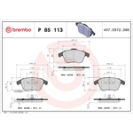 BREMBO Brake Pad Set (2 Wheels on 1 Axle) P 85 113 / P85113