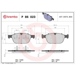 BREMBO Brake Pad Set (P86023) Fits: Volvo Front Axle