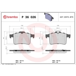 BREMBO Brake Pad Set (P36026) Fits: Jaguar Rear Axle