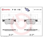 Brembo Prime Brake Pad Set (P61116) Front Axle