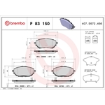 Brembo Prime Brake Pad Set (P83150) Fits: Toyota Front Axle