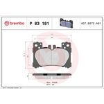Brembo Prime Brake Pad Set (P83181) Fits: Lexus Rear Axle