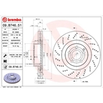 Brembo Prime Line UV Coated Vented Brake Disc - Drilled (09.B746.51) Fits: Mercedes