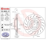 Brembo Prime Line UV Coated Vented Brake Disc - Drilled (09.B855.51) Fits: Mercedes