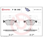 BREMBO Brake Pad Set (P06040) Fits: BMW Front Axle