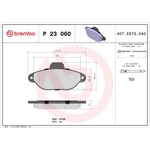 BREMBO Brake Pad Set (P23060) Fits: Fiat Front Axle