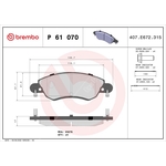 BREMBO Brake Pad Set (P61070) Fits: Citroen Front Axle