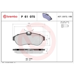 BREMBO Brake Pad Set (P61075) Fits: Citroen Front Axle