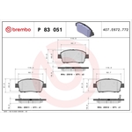 BREMBO Front Brake Pad Set (2 Wheels on 1 Axle) P 83 051 / P83051 fits TOYOTA