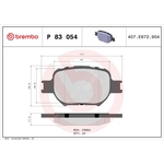 BREMBO Front Brake Pad Set (2 Wheels on 1 Axle) P 83 054 / P83054 fits TOYOTA