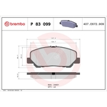 BREMBO Brake Pad Set (P83099) Fits: Toyota Front Axle