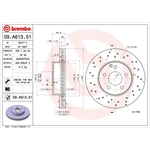 Brembo Prime Line UV Coated Vented Brake Disc - Drilled (09.A613.51) Fits: Mercedes Front Axle