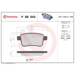 BREMBO Brake Pad Set (P68043) Fits: Renault Rear Axle