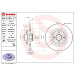 Brembo Prime Line Solid Brake Disc With Bearing Kit (08.A135.17) Fits: Renault Rear Axle