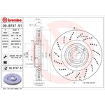 Brembo Prime Line UV Coated Vented Brake Disc - Drilled (09.B747.51) Fits: Mercedes Front Axle
