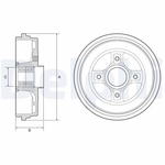 Delphi Brake Drum And Wheel Bearing with ABS sensor ring (BFR626) Fits: Renault