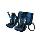 Cosmos Car Seat, Steering Wheel & Seatbelt Cover Sport - Set - Black/Blue (10991)
