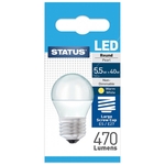 Status LED Edison Screw Round Warm White Bulb - 5.5W/470 Lumen
