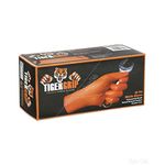 Lucas Tiger Grip Hi-Vis Orange Nitrile Gloves - Pack of 100