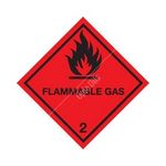 Signs & Labels Class 2 Flammable Gas Warning Diamond - Self Adhesive Vinyl - 100mm x 100mm (FC02A/S)
