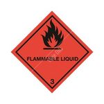 Signs & Labels Class 3 Flammable Liquid Warning Diamond - Self Adhesive Vinyl - 100mm x 100mm (FC35A/S)