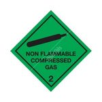 Signs & Labels Class 2 Non Flammable Compressed Gas Warning Diamond - Self Adhesive Vinyl - 100mm x 100mm (FC45A/S)