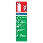 Signs & Labels Dry Powder Extinguisher Sign - Rigid Polypropylene - 300mm x 100mm (FFR02624R)