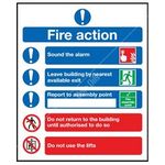 Signs & Labels Symbolised Fire Action Sign - Rigid Polypropylene - 210mm x 148mm (FFR09951R)