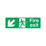 Signs & Labels Fire Exit Arrow Down Left - Rigid Polypropylene - 150mm x 450mm (FFX04011R)