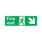 Signs & Labels Fire Exit Arrow Down Right - Rigid Polypropylene - 150mm x 450mm (FFX04111R)