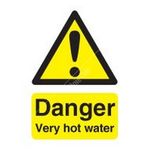 Signs & Labels Danger Very Hot Water Sign - Self Adhesive Vinyl - 70mm x 50mm (FHA17343S)
