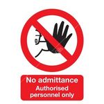 Signs & Labels Authorised Personnel Only Sign - Rigid Polypropylene - 297mm x 210mm (FML01550R)