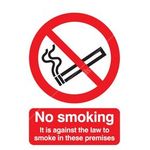 Signs & Labels No Smoking (Legally Required) Sign - Rigid Polypropylene - 297mm x 210mm (FPH05050R)